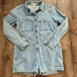 Life In Progress Denim Long Sleeve Romper